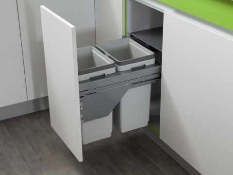HULLADÉKGYŰJTŐ PGTM402RFG (2x20l) SZELEKTÍV 400mm-es szekrényhez SZÜRKE