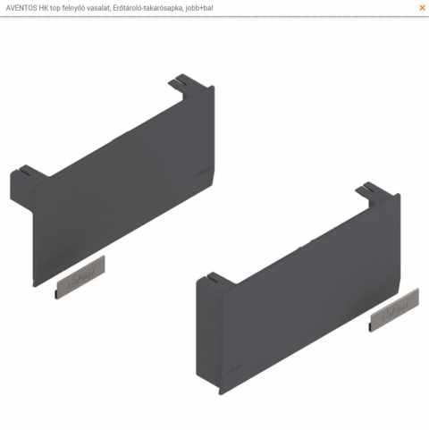 BLUM- AVENTOS HK / HK top 22K8000  ABD R+L Söt.szürke/inox-sz felnyíló vasalat, takarósapka szett, jobb+bal